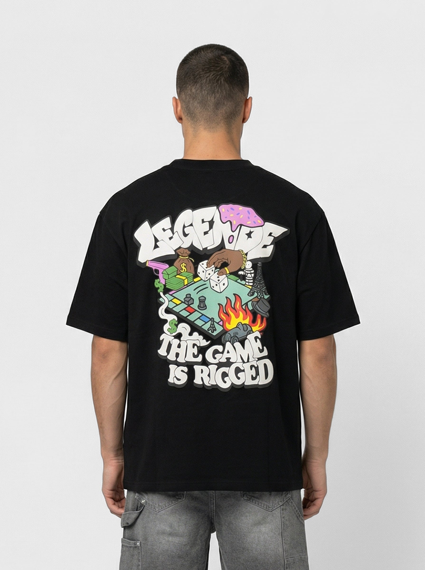 GAME IS RIGGED T-SHIRT - BLACK