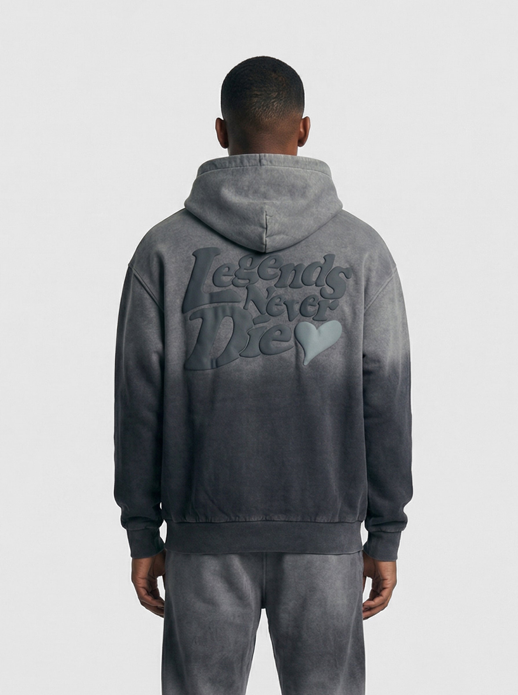 LND GRADIENT HOOD - CHARCOAL WASHED