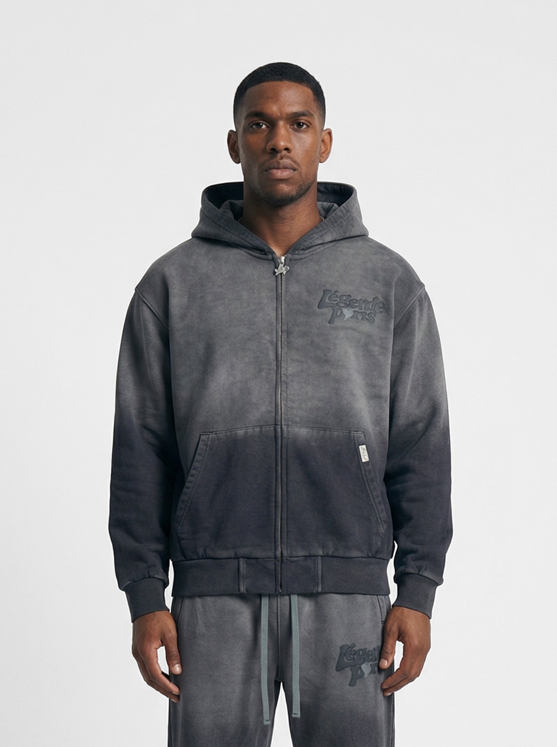 LND GRADIENT HOOD - CHARCOAL WASHED