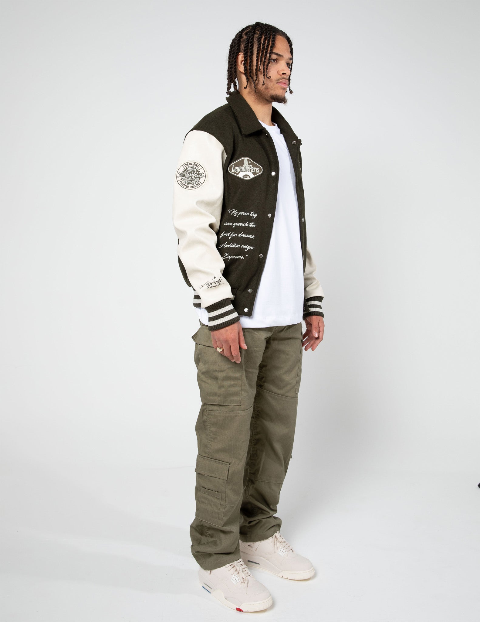 LP "TOO MUCH ISNT ENOUGH" VARSITY JACKET - KHAKI GREEN (RESTOCKING SOON)