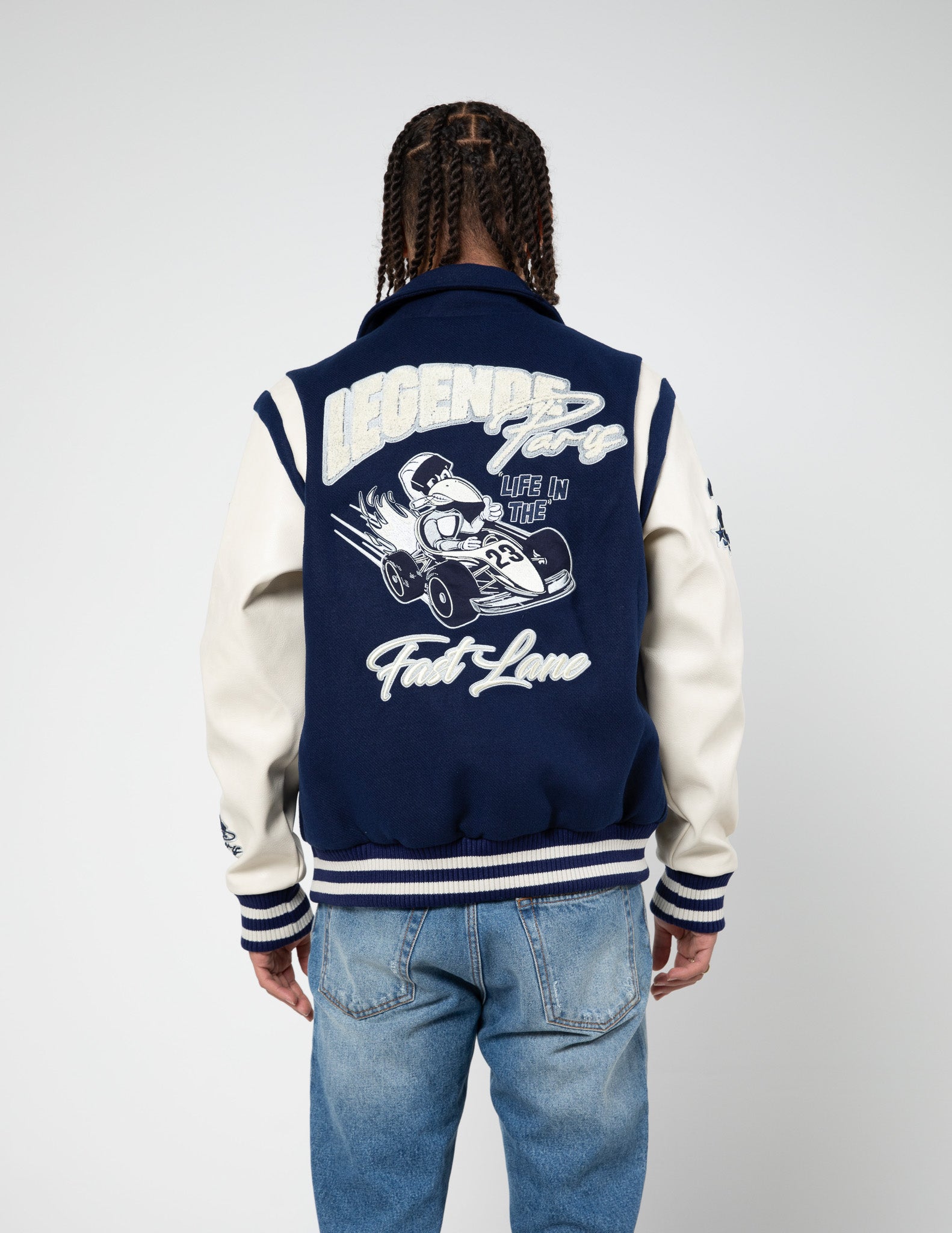 LP "FAST LANE" VARSITY JACKET - NAVY (RESTOCKING SOON)