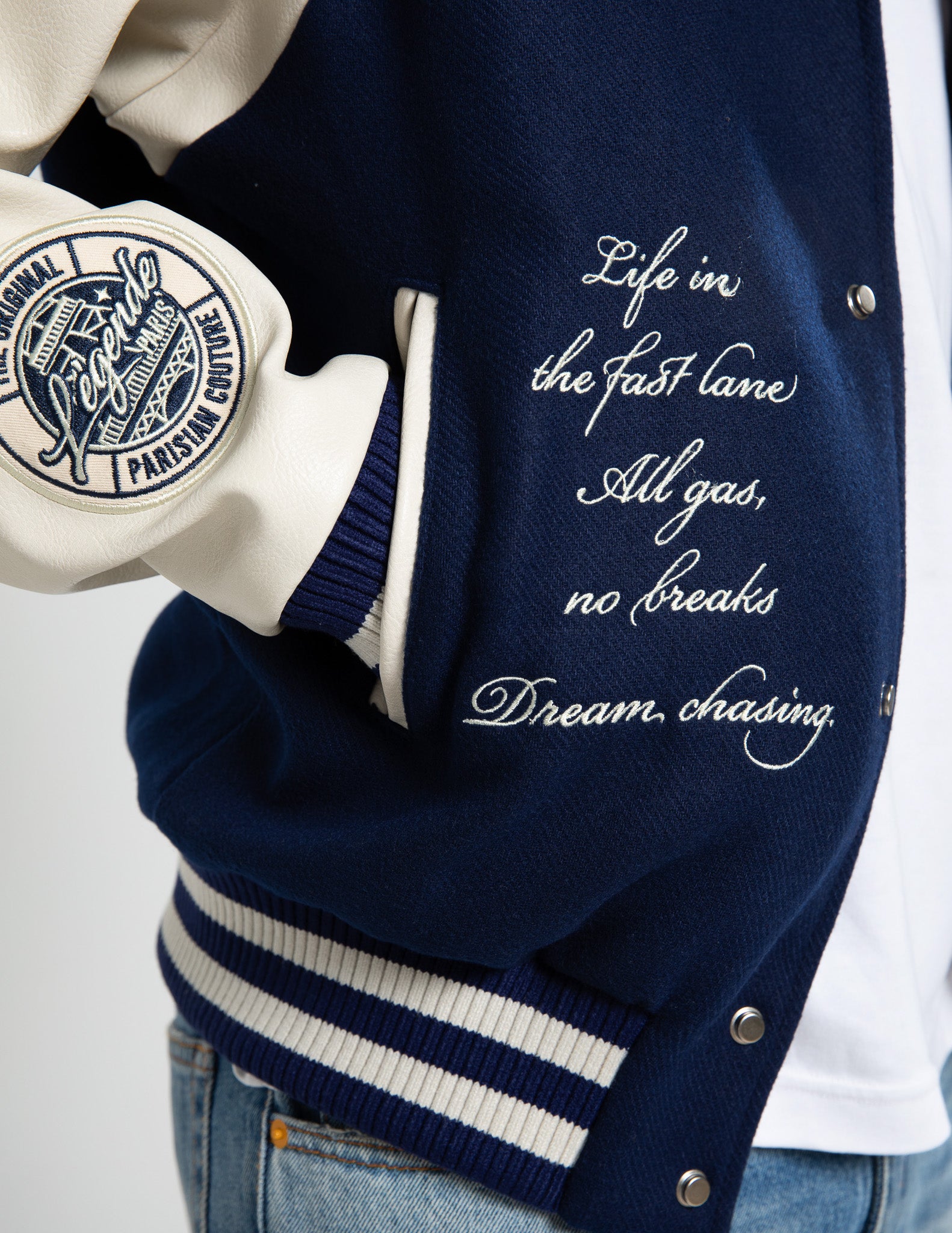 LP "FAST LANE" VARSITY JACKET - NAVY (RESTOCKING SOON)