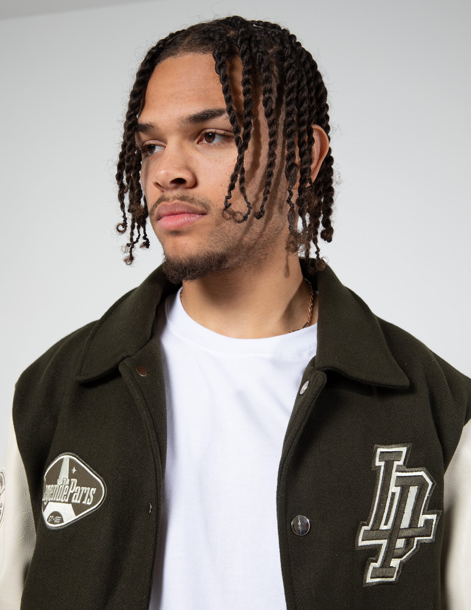 LP "TOO MUCH ISNT ENOUGH" VARSITY JACKET - KHAKI GREEN (RESTOCKING SOON)