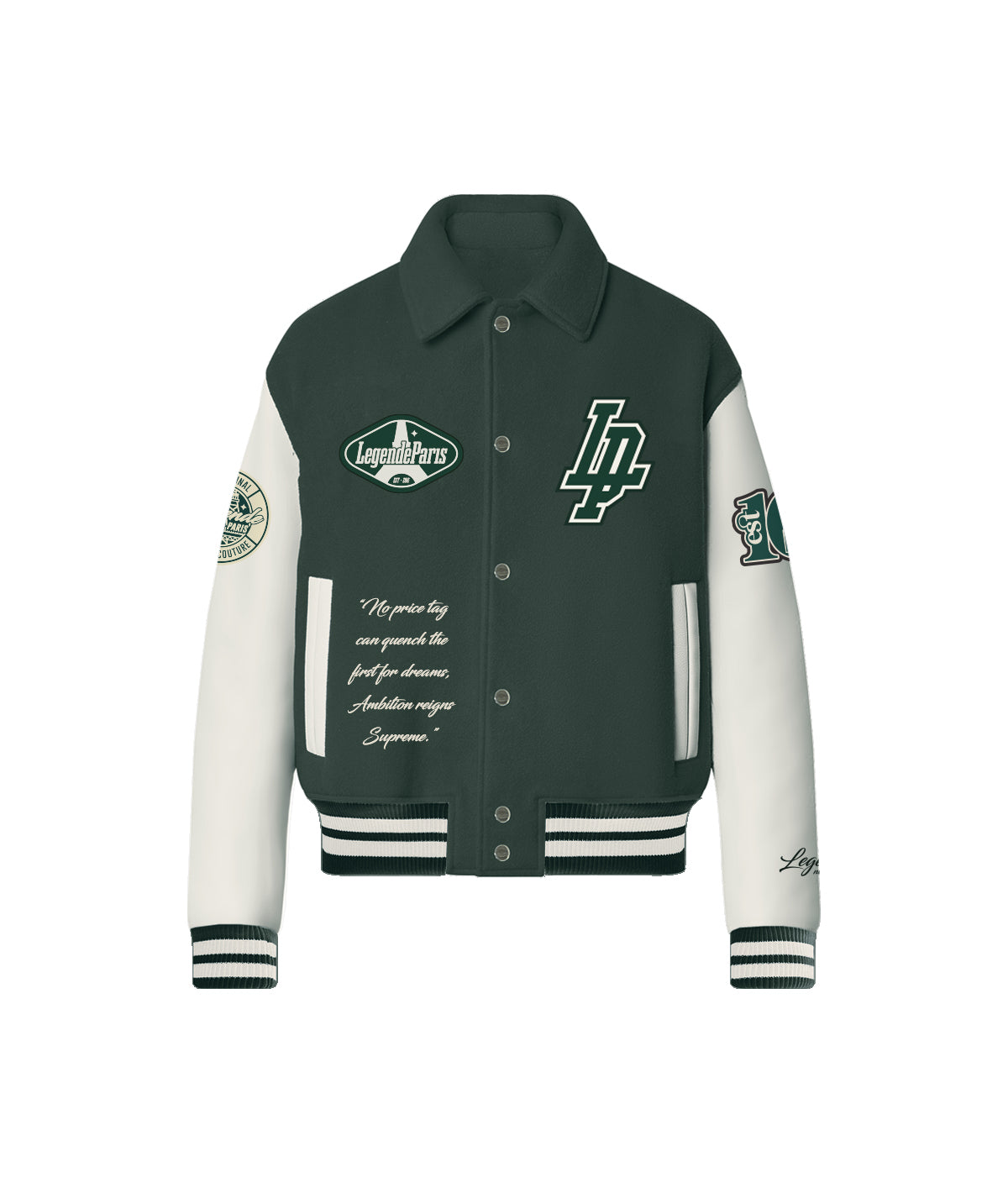 LP "TOO MUCH ISNT ENOUGH" VARSITY JACKET - KHAKI GREEN (RESTOCKING SOON)