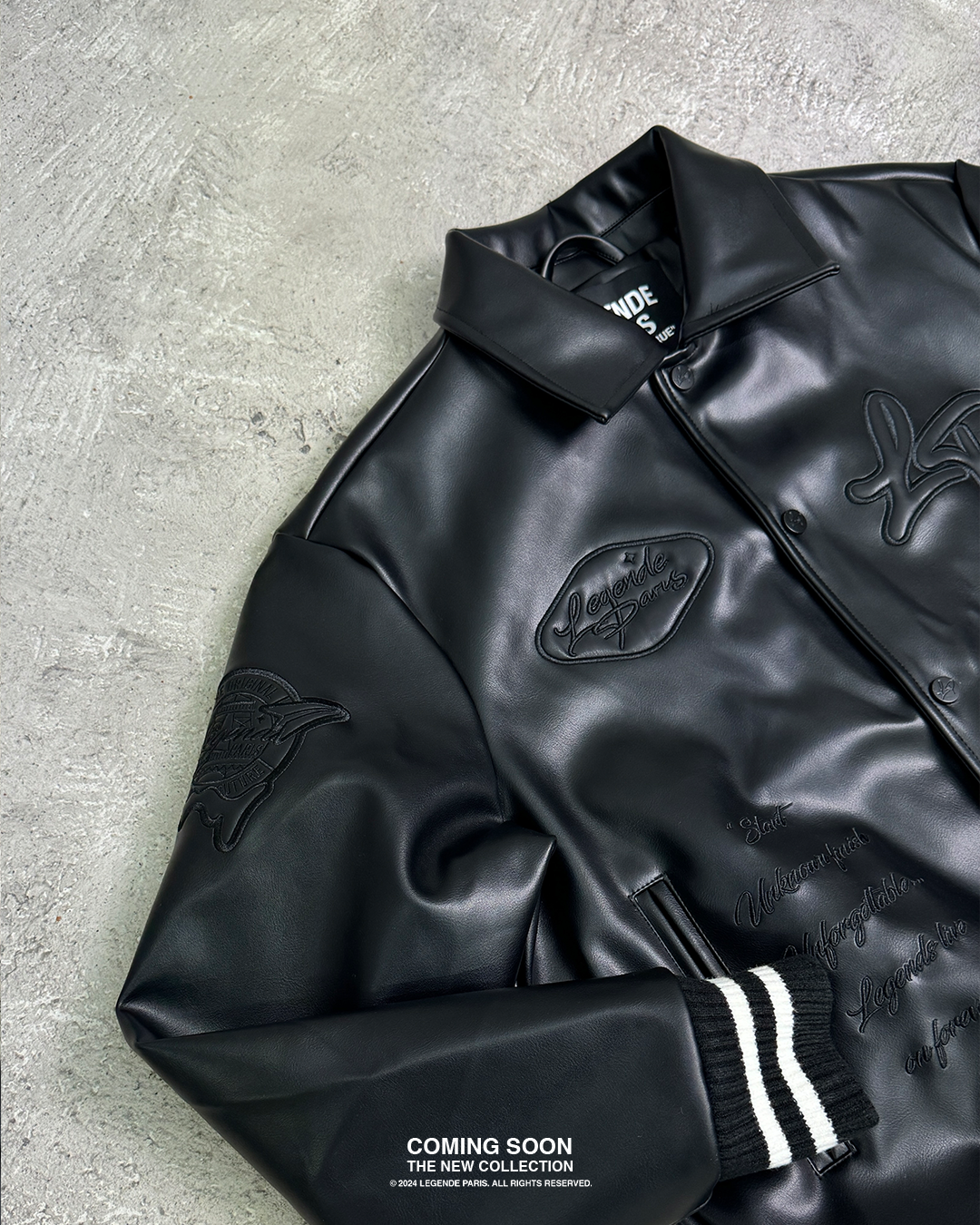 LP ICE CREAM LEATHER VARSITY JACKET - BLACK