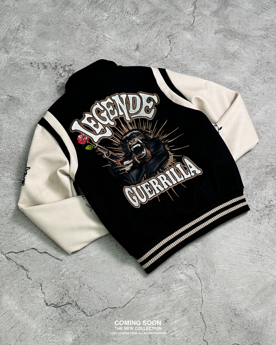 LP GUERRILLA VARSITY JACKET - BLACK