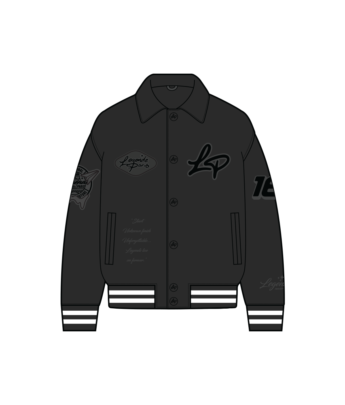 LP ICE CREAM LEATHER VARSITY JACKET - BLACK