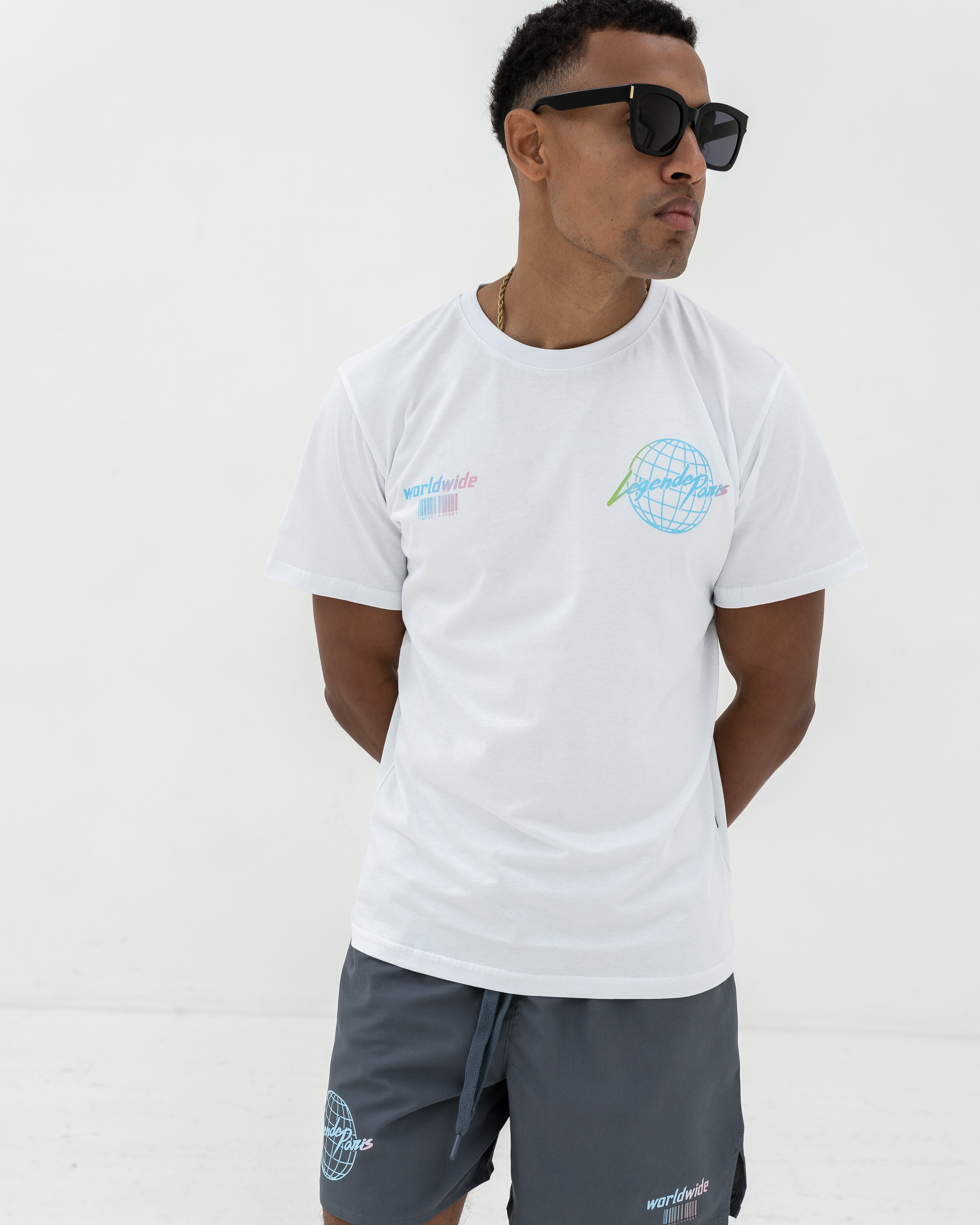 WORLDWIDE IMPORT EXPORT GLOBE TEE WHITE