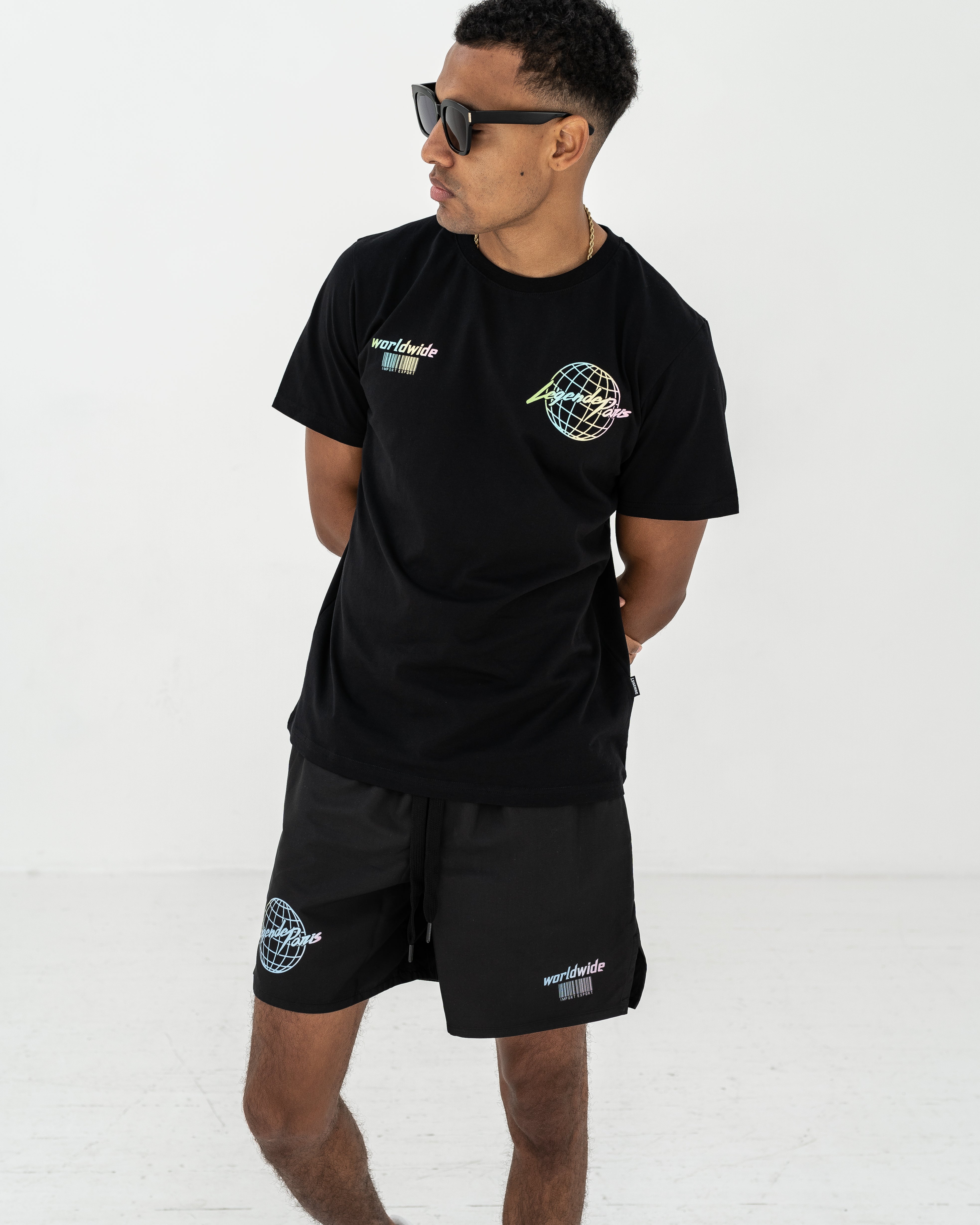 WORLDWIDE IMPORT EXPORT GLOBE TEE BLACK