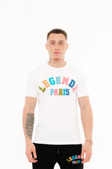 CHENILLE LOGO TEE -  WHITE/CANDY